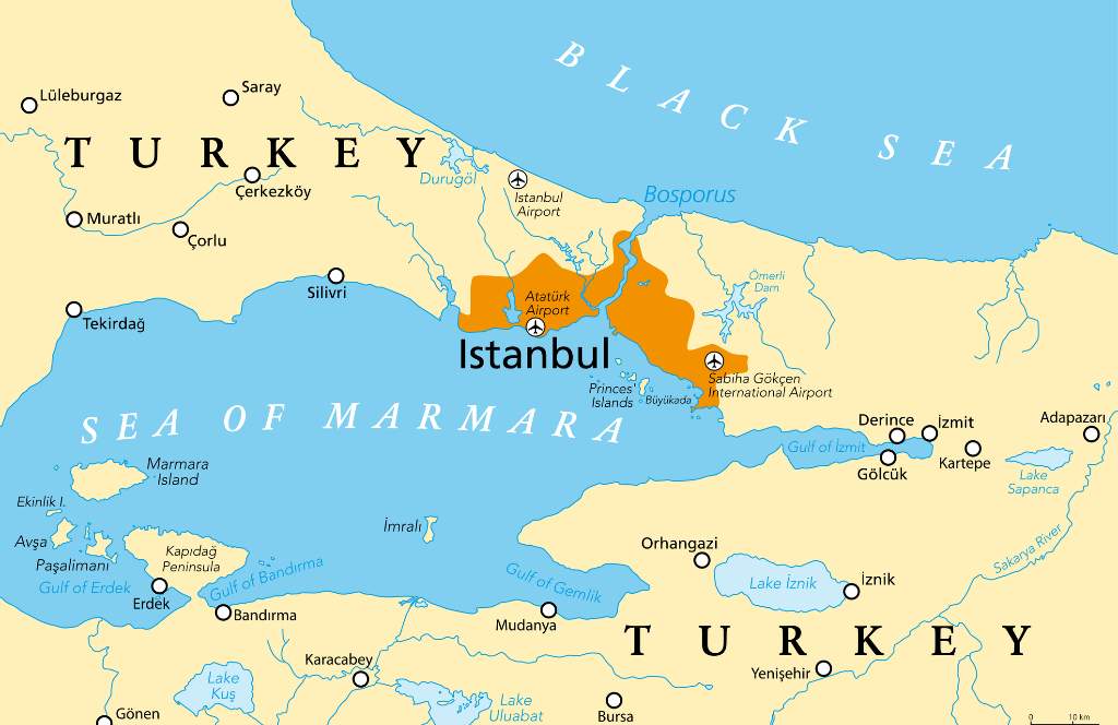 Mapa de lo que hoy es Estambul, antes constantinopla